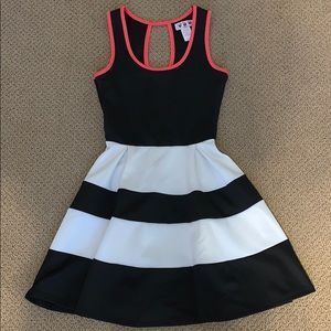 Black and White Striped Fit and Flare Dress